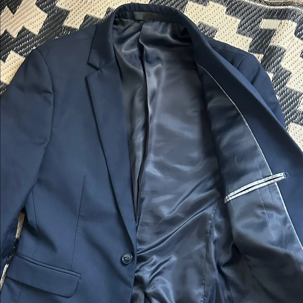 Youth Sz L Custom Slim Fit Black Label Navy Blue Suit - Picture 2 of 5